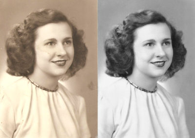 Marcy Pegley Photo Restoration 1940s - Before and After